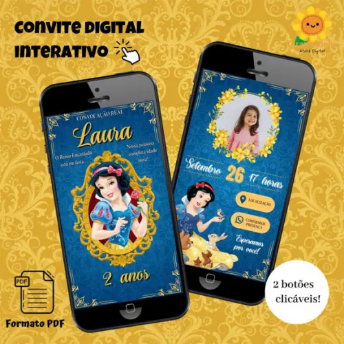 Convite Interativo Branca de Neve Luxo