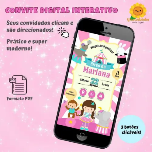 Convite Interativo Circo Rosa