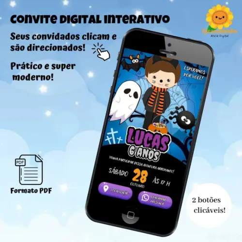 Convite Interativo Halloween Cute (menino)
