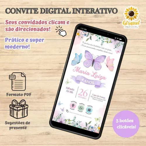 Convite Interativo Jardim das Borboletas 2