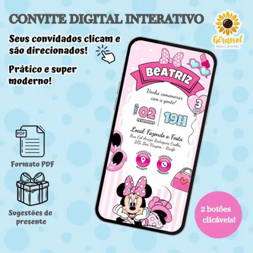 Convite Interativo Minnie Rosa 2