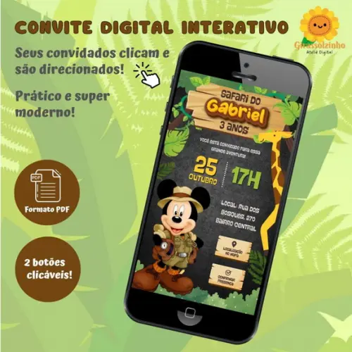 Convite Interativo Mickey Safari