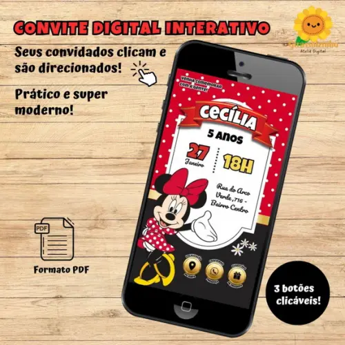 Convite Interativo Minnie Vermelha 2