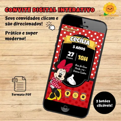 Convite Interativo Minnie Vermelha 3