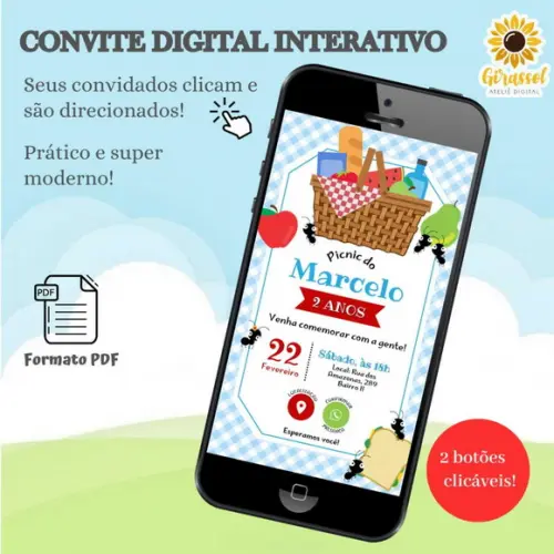 Convite Interativo Picnic (menino)