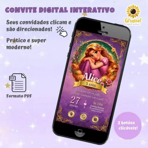 Convite Interativo Rapunzel (enrolados) 3