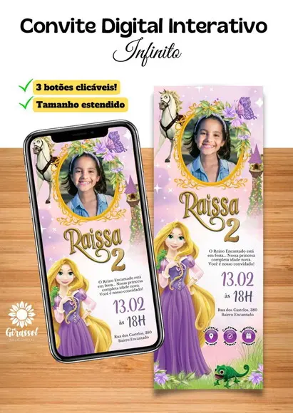Convite Interativo Rapunzel/ Enrolados (com Foto)