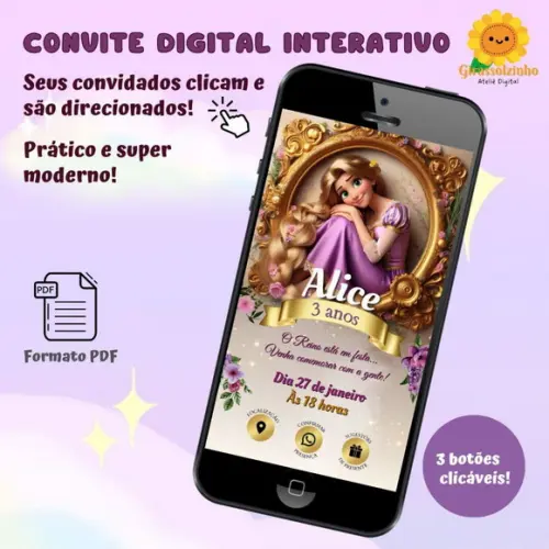 Convite Interativo Rapunzel (enrolados) 2