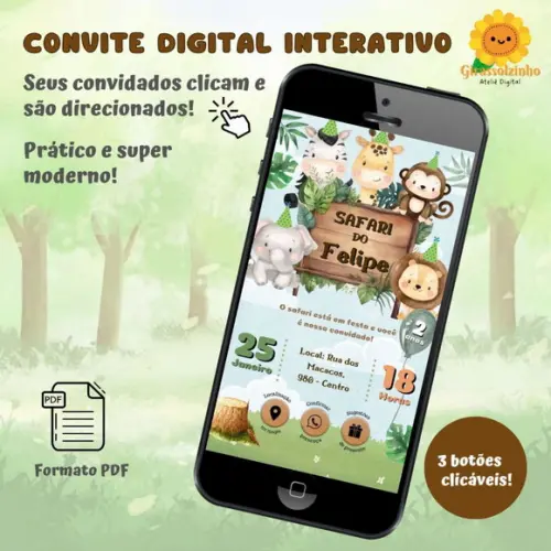 Convite Interativo Safari Baby