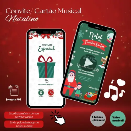 Convite/ Cartão Musical de Natal Verde
