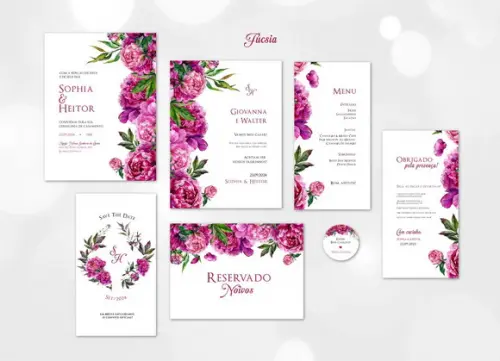 Identidade Visual Casamento Floral Fucsia