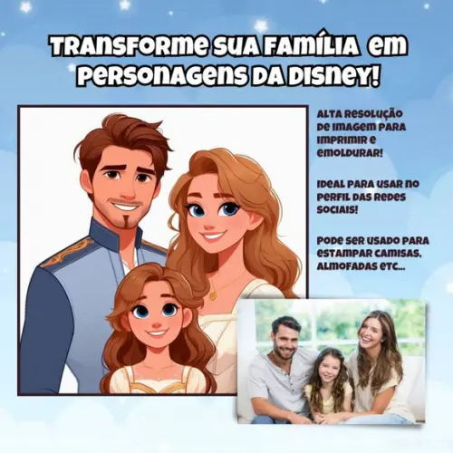 Desenho de Família Estilo Princesas Disney