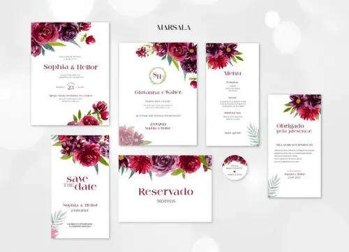 Identidade Visual Casamento Floral Marsala