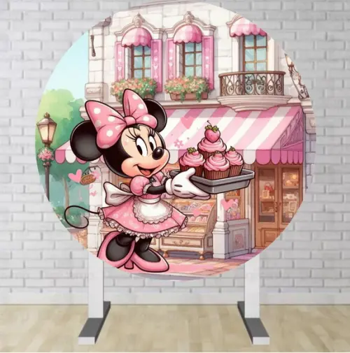 Painel Redondo Minnie Confeiteira (arquivo Digital) 1,50m