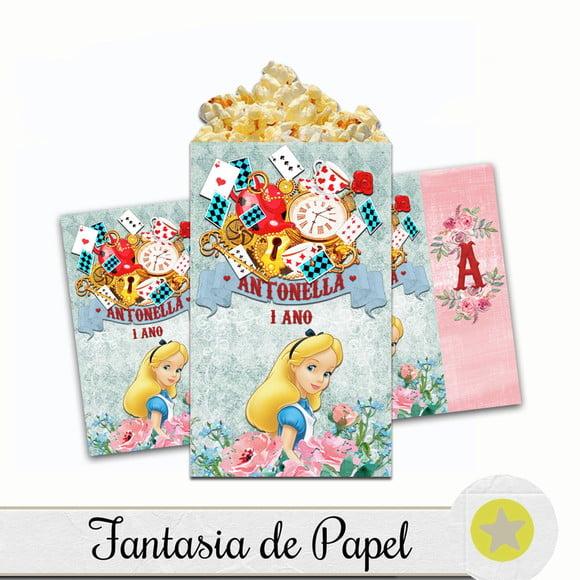 CAIXA PIPOCA/CACHEPÔ ALICE NO PAÍS DAS MARAVILHAS