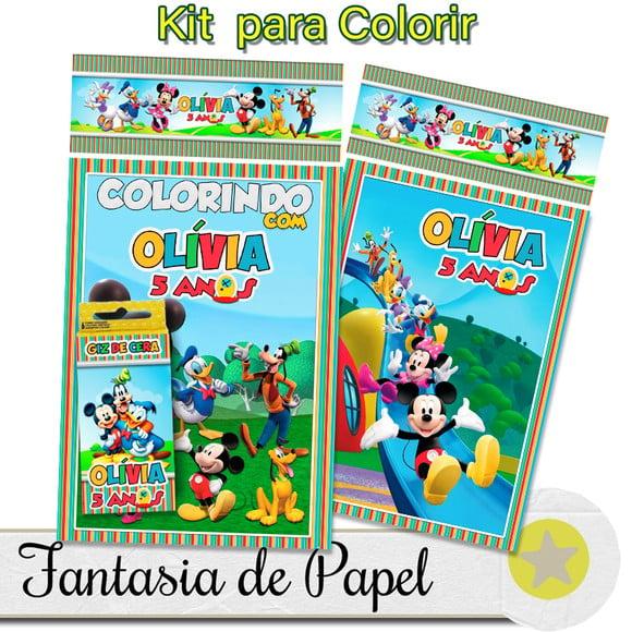 Kit Revistinha para Colorir 20x14,5 cm + Giz 5 Cores
