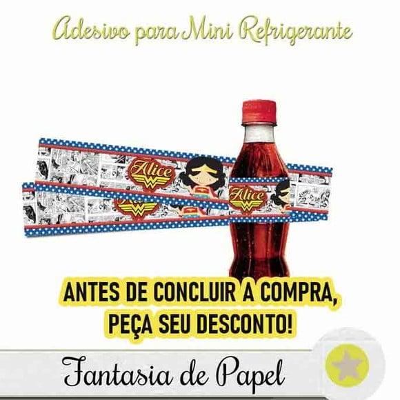 Rótulo Mini Refrigerante Mulher Maravilha