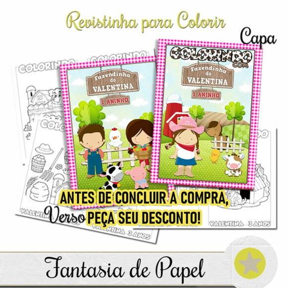 Revistinha Colorir Fazendinha Rosa 14x10 Peça Seu Desconto!