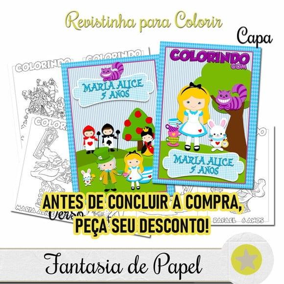 Revistinha para Colorir Alice no País das Maravilhas 20x14,5