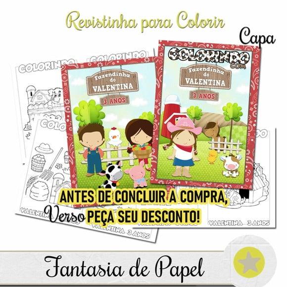 Revistinha Colorir Fazendinha 14x10 Peça o Desconto!