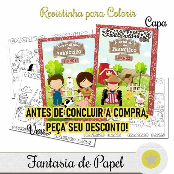Revistinha Colorir Fazendinha 14x10 Peça o Desconto!
