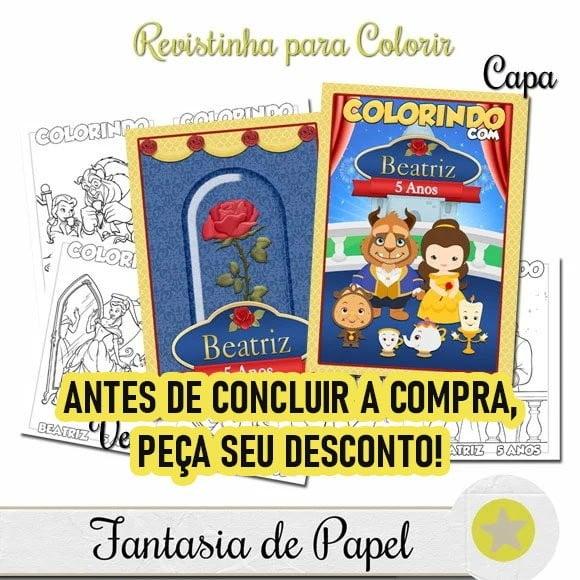 Revistinha para Colorir Bela e Fera Cute 20x14,5