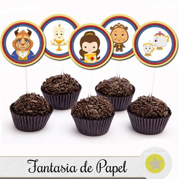 TOPPER PARA DOCE BELA E A FERA CUTE