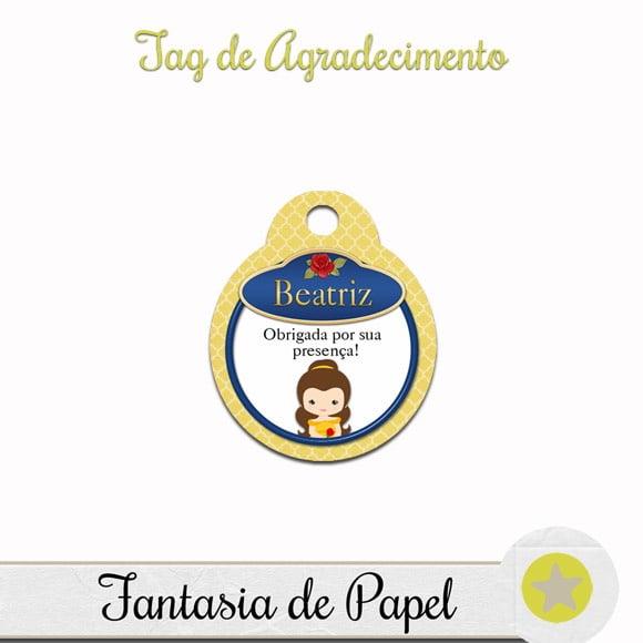 TAG DE AGRADECIMENTO BELA E A FERA CUTE