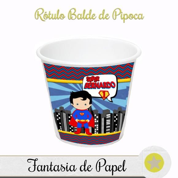 RÓTULO BALDE DE PIPOCA SUPER HOMEM