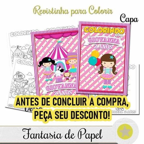Revistinha para Colorir Circo Rosa 20x14,5
