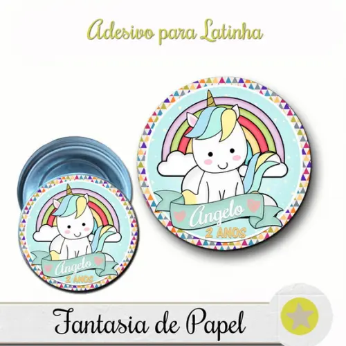 ADESIVO PARA LATINHA UNICÓRNIO