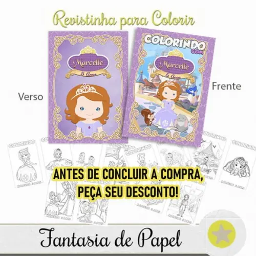 Revistinha Colorir Princesa Sofia 14x10 Peça Desconto!!