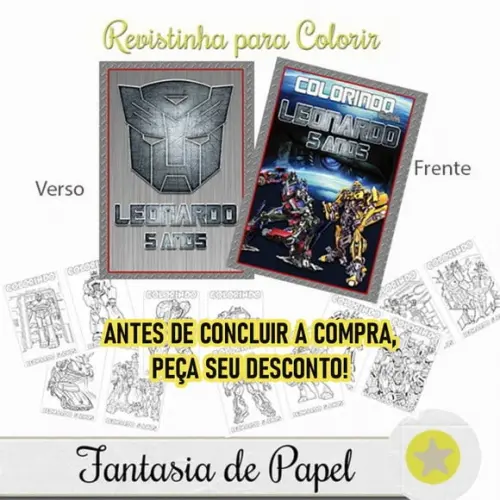 Revistinha Colorir Transformers 14x10