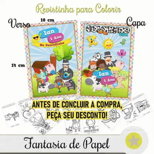Revista para Colorir Bita Fazendinha 10 x 14cm Peça Desconto