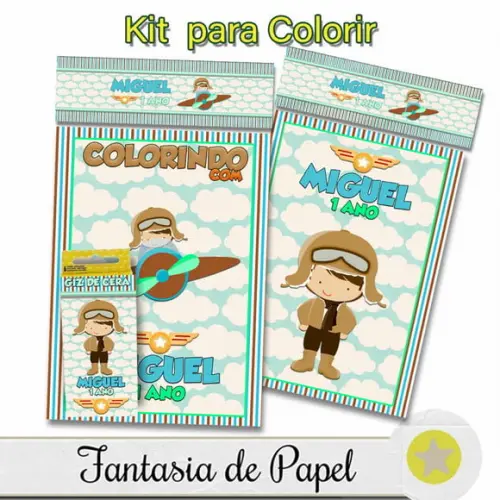 Kit Revistinha para Colorir 14x10 - Giz 5 Cores Peq