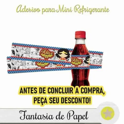 Rótulo Mini Refrigerante Mulher Maravilha