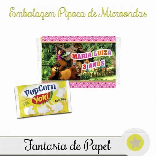 EMBALAGEM PIPOCA MICROONDAS MARSHA E O URSO