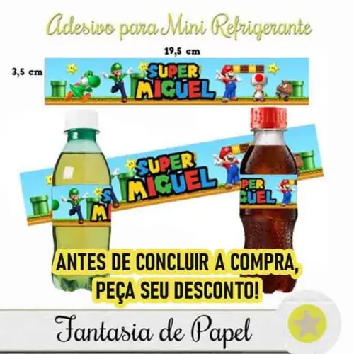 Rótulo Mini Refrigerante Super Mario