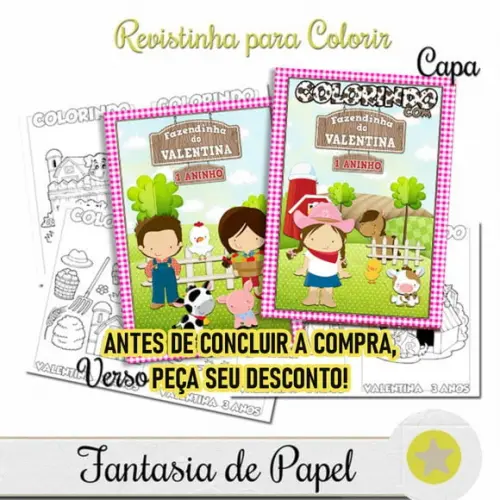 Revistinha Colorir Fazendinha Rosa 14x10 Peça Seu Desconto!