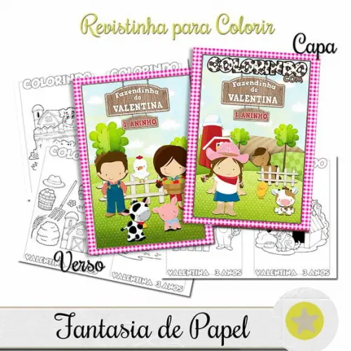 Revistinha Colorir Fazendinha Rosa 20x14,5