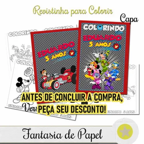 Revistinha para Colorir Mickey Sobre Rodas 1 10x14