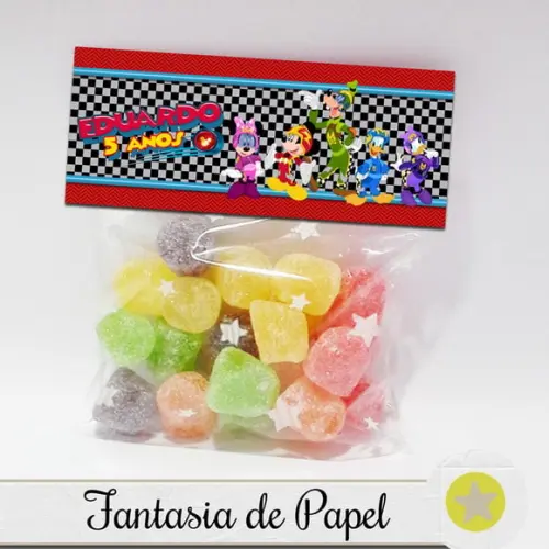 LAPELA + SAQUINHO PARA DOCE MICKEY SOBRE RODAS