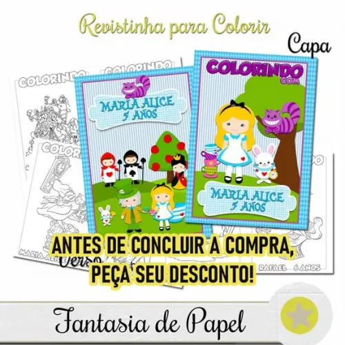 Revistinha para Colorir Alice no País das Maravilhas 20x14,5