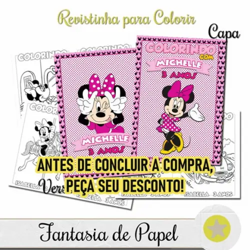 Revistinha Colorir Minnie Rosa 20x14,5 Peço o Desconto!