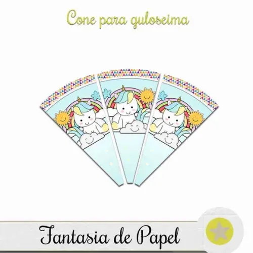 Cone para Guloseimas Unicórnio