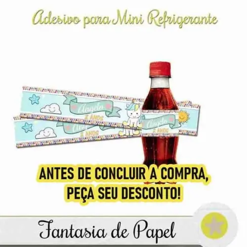 Rótulo para Mini Refrigerante Unicórnio