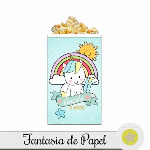 CAIXA PIPOCA/CACHEPÔ UNICÓRNIO