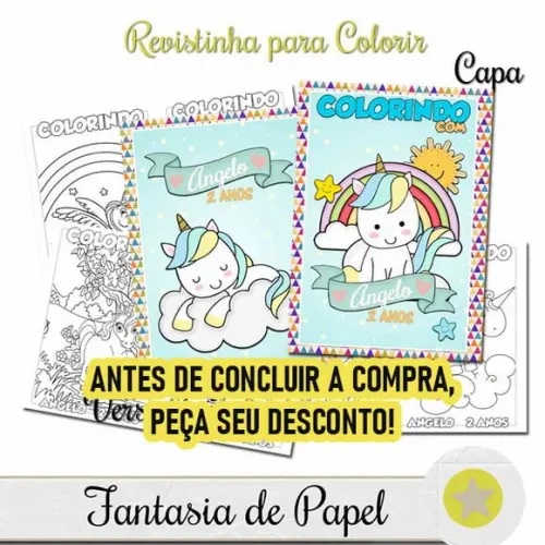 Revistinha para Colorir Unicórnio 20x14,5 Peça o Desconto!