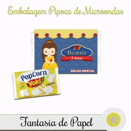 EMBALAGEM PIPOCA MICROONDAS BELA E FERA
