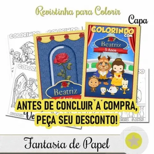 Revistinha para Colorir Bela e Fera Cute 20x14,5